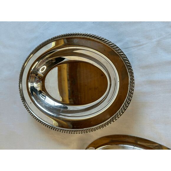Small Silver Serving Platter with Lid & Handles, Mid Century, Classic, Elegant - Picture 9 of 9